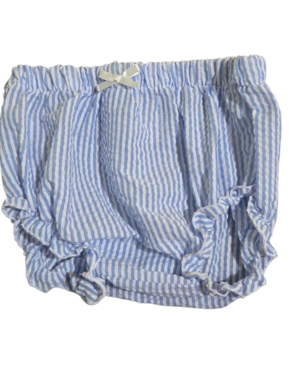 Badgley Mischka Baby Blue Seersucker Ruffle Bloomers Diaper Cover 18–24M